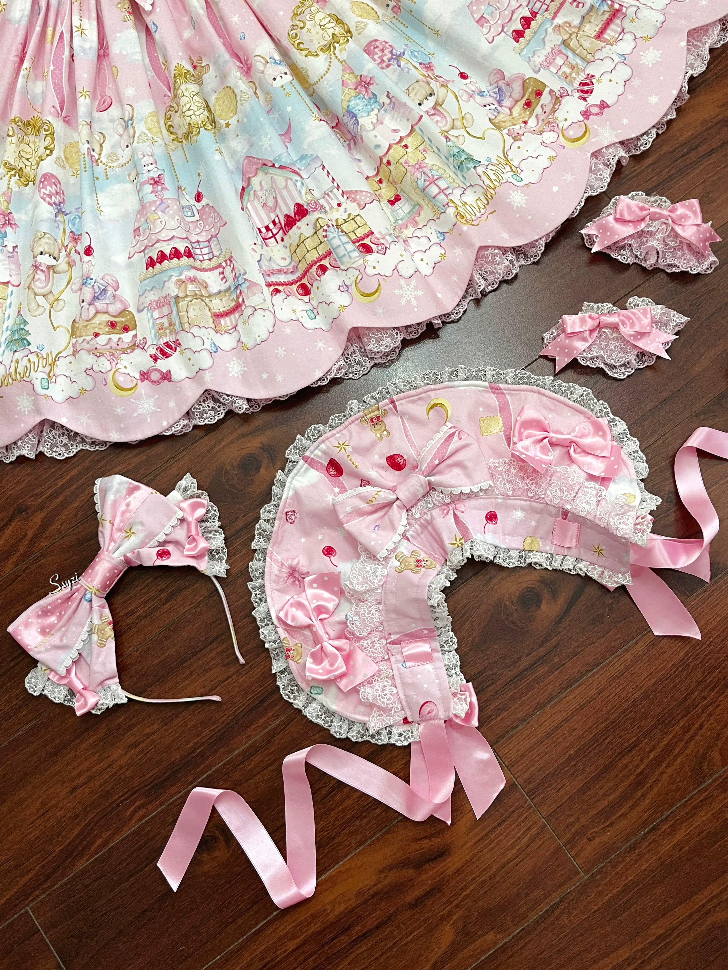 Sweet Cloudland - Cotton Old School Lolita Printed JSK Dress with Petal Hem 45687:858526