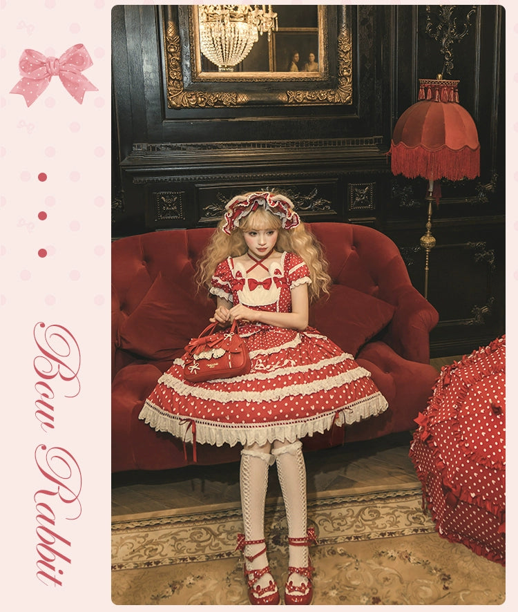 Mademoiselle Pearl~Bow Rabbit~IP Collab Sweet Lolita OP in Multiple Styles 43054:763691