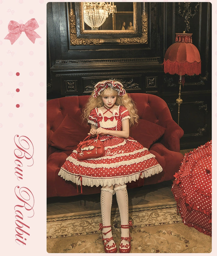 Mademoiselle Pearl~Bow Rabbit~IP Collab Sweet Lolita OP in Multiple Styles 43054:763691