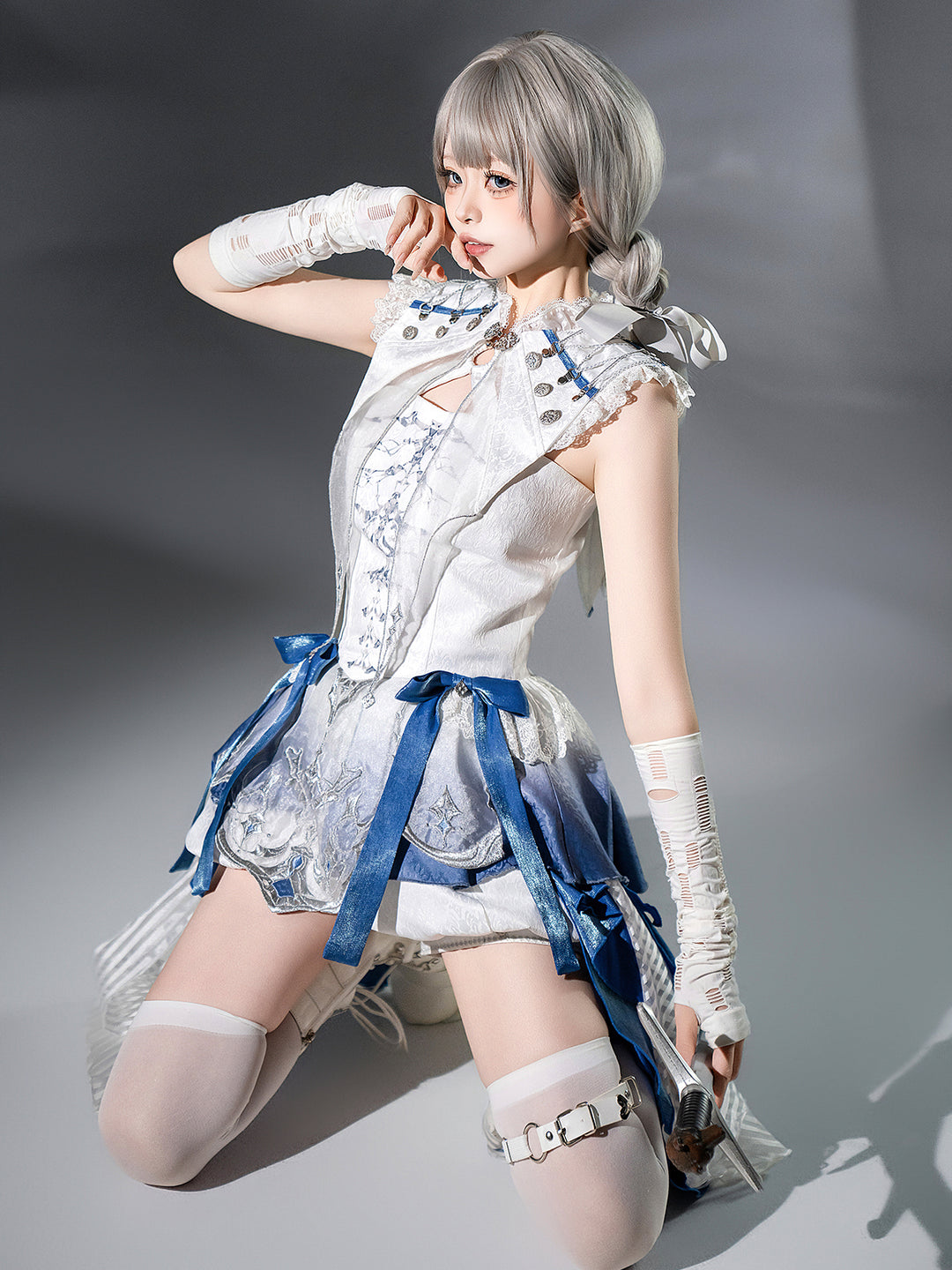 Designer's Gift~Blue Dragon Bone~Ouji Lolita Shorts Suit with Embroidery and Trailing