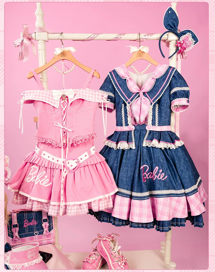 Blossom Daydream - IP Collab Sweet Lolita Dress Set, Pearl Plaid 45899:867250