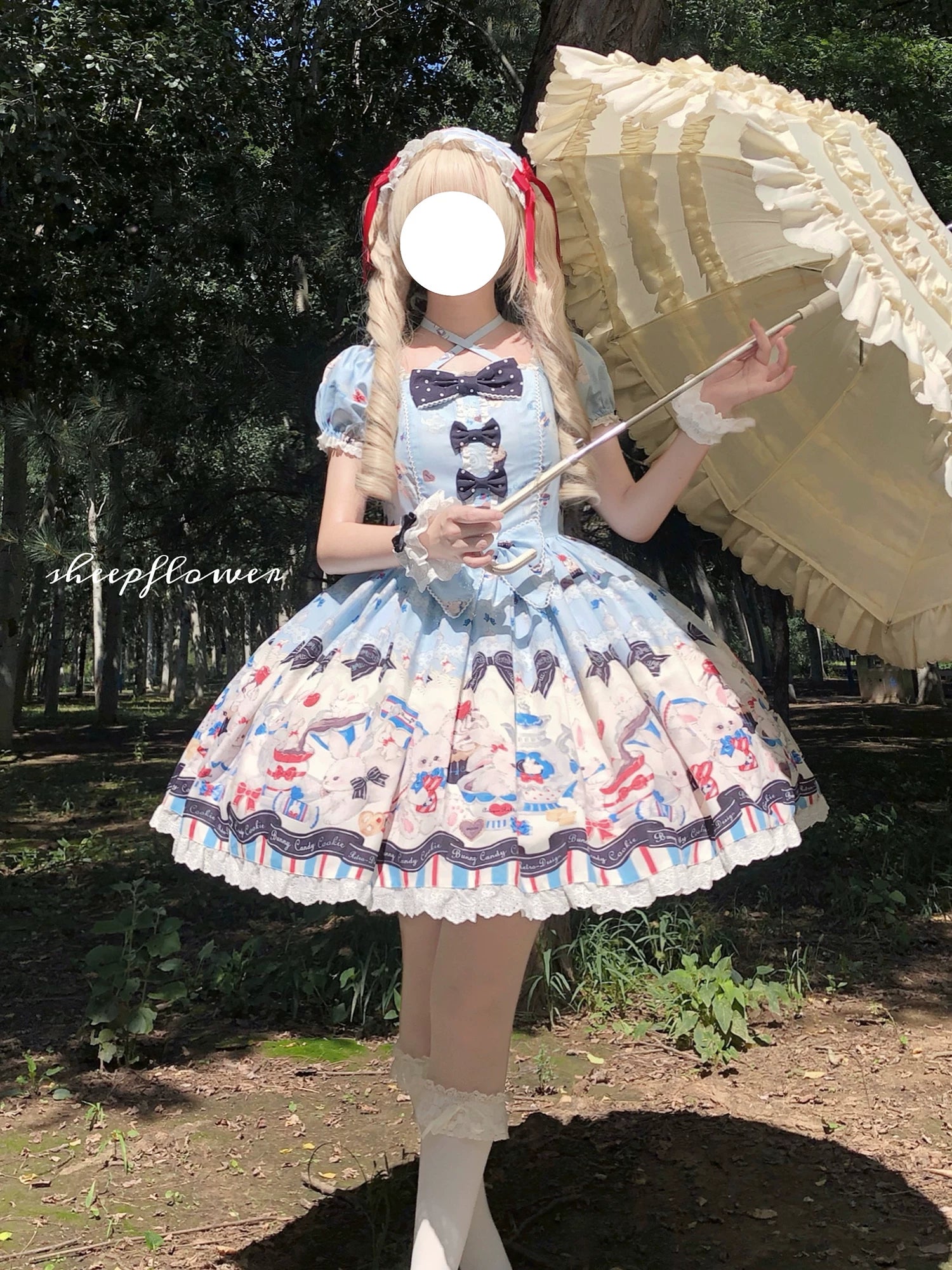 Myth Rabbit Tea Party - Sweet Lolita Dress Set, Bunny Print JSK 44460:809346