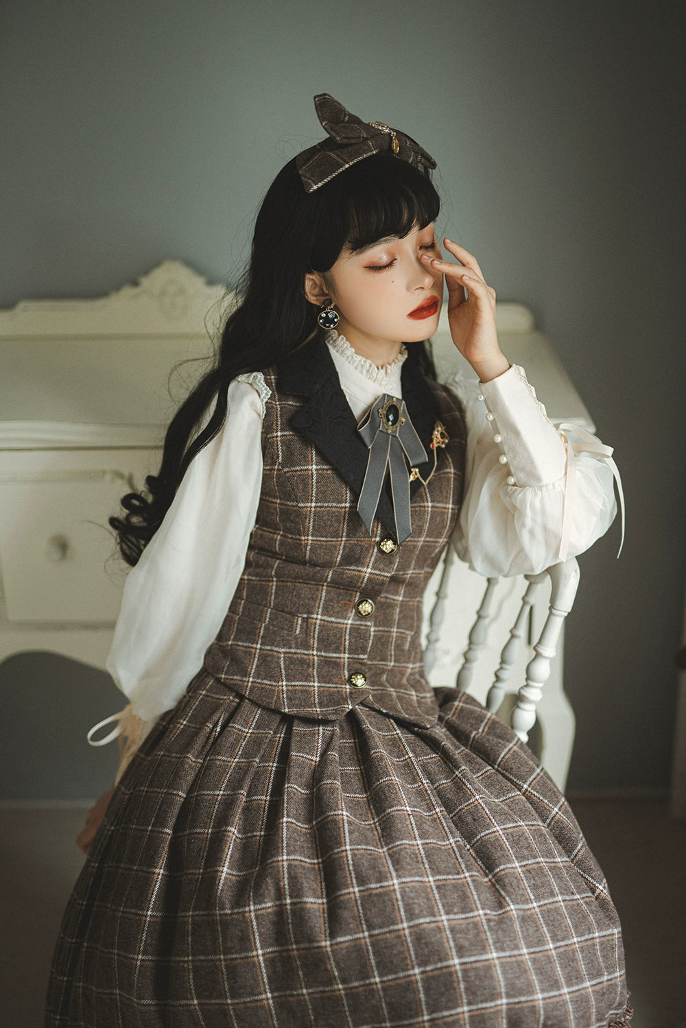 (BFM)Miss Point~Rose~Elegant Lolita Pliad Print Vest Customized 32510:385464