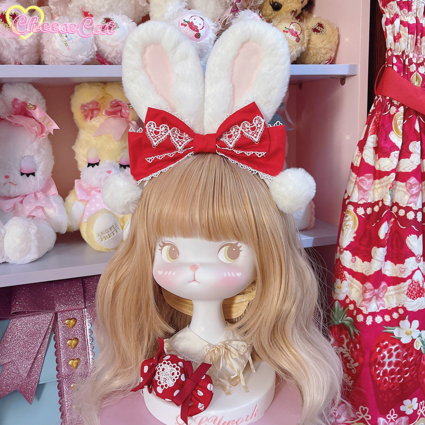 (Buyforme)Cheese Cat~Cute and Fluffy Rabbit Ear Lolita KC   