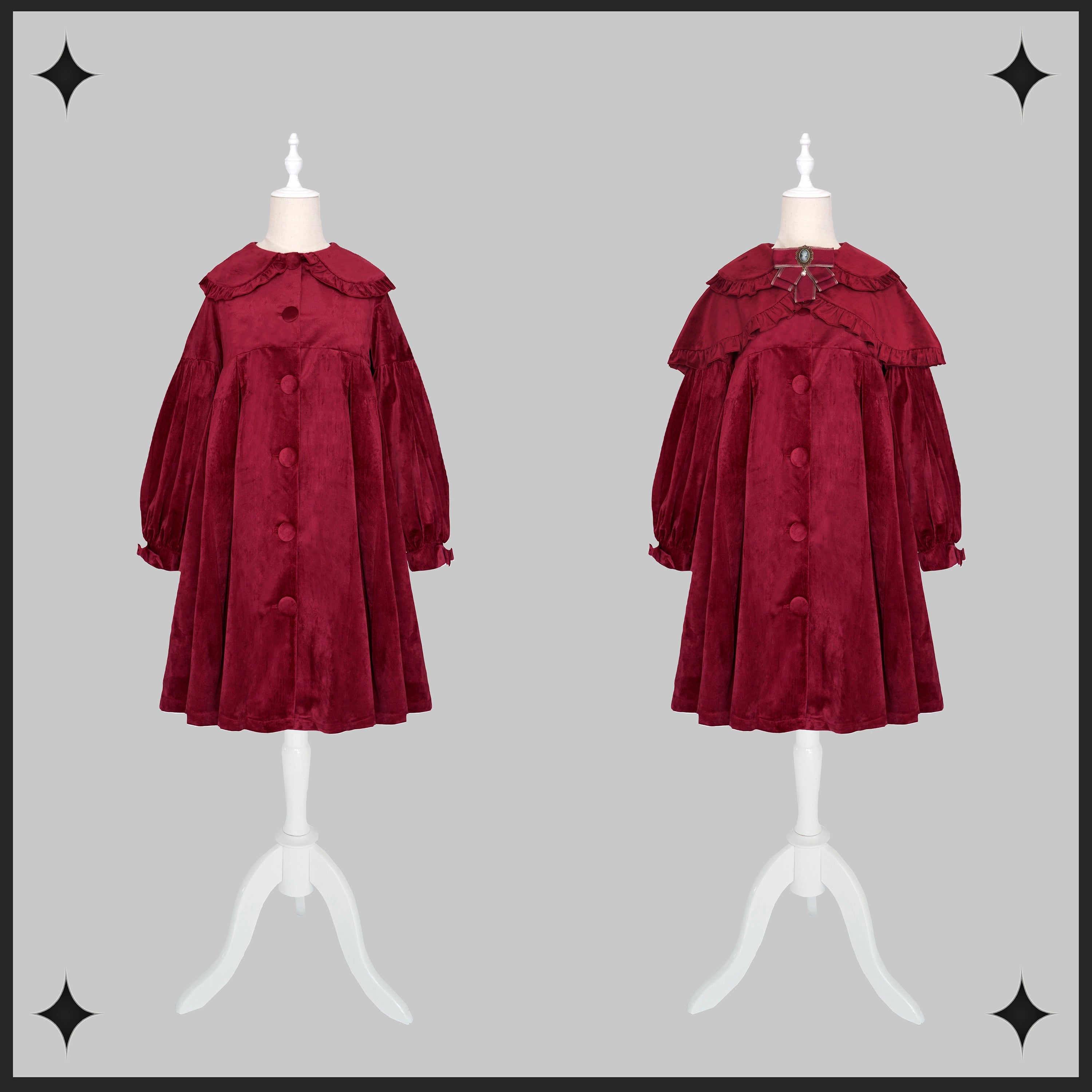 Dark Star Island~Winter Lolita Cape Velvet Antique Lolita Coat 32870:394914