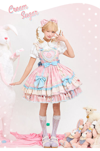 Mewroco~Cream Sugar~Sweet Lolita Flounce Hemline JSK S pink 