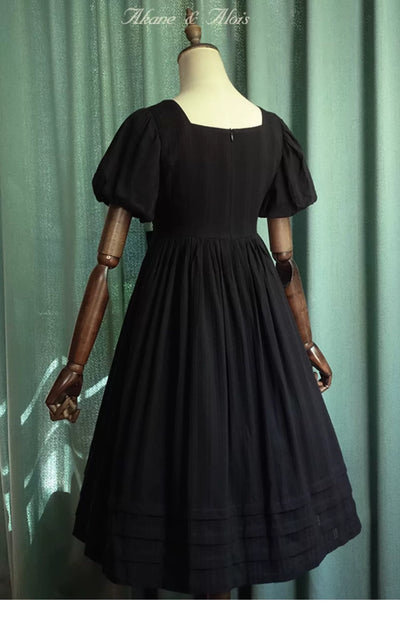 Akane Alois~White Night~Elegant Lolita Black High Waist Dress   