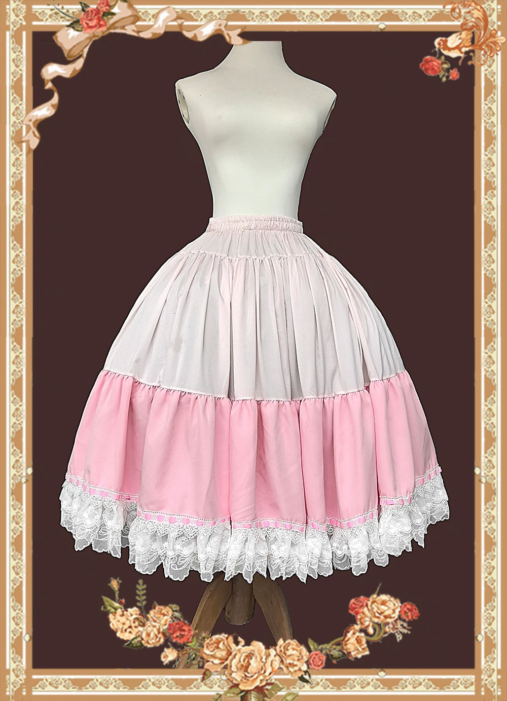 Mirror Doll - Old School Lolita Tiered Hem JSK with Polka Dot Lace 45540:853699