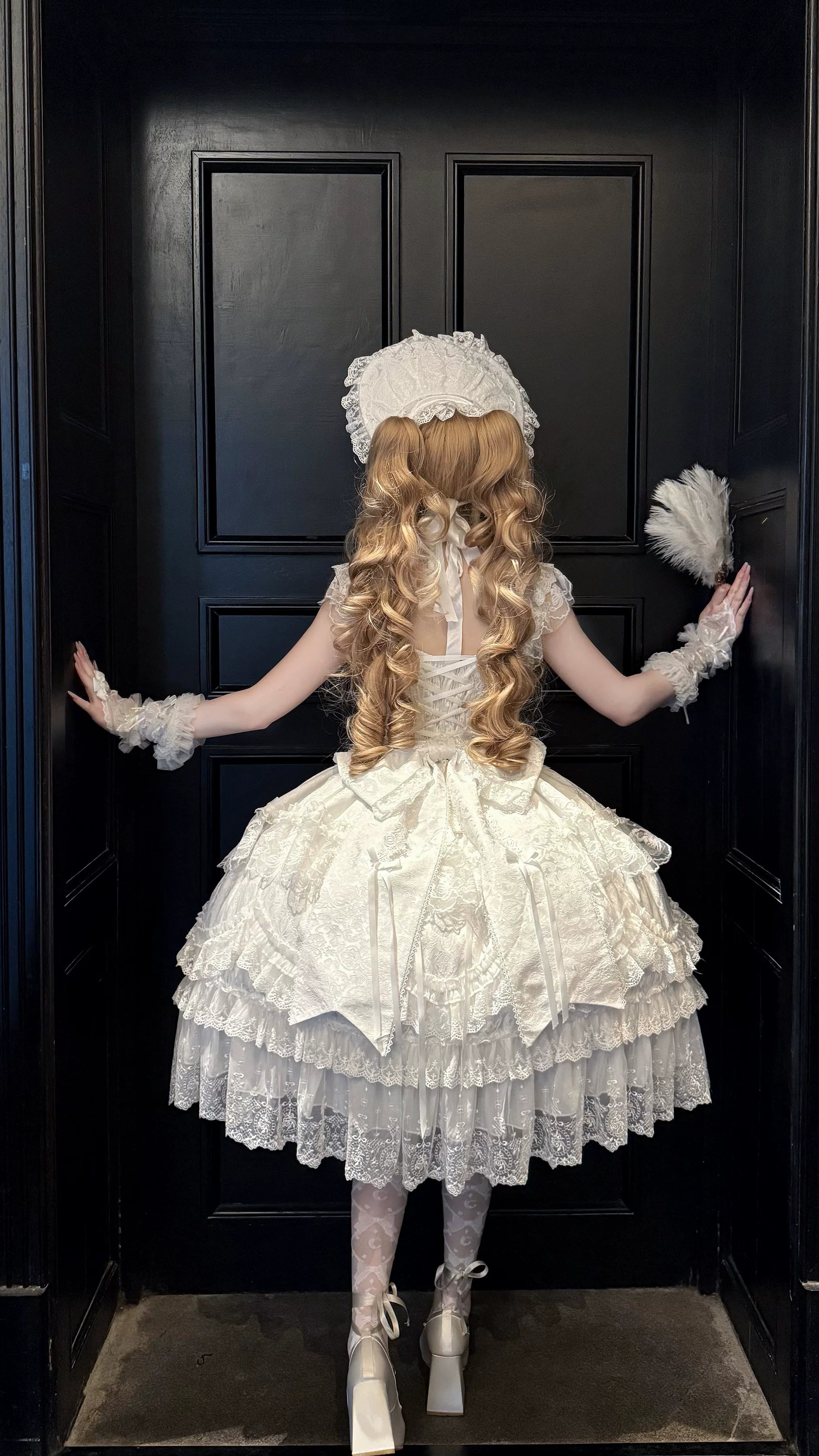 Eternal Floral Whisper - Sweet Lolita Tiered JSK Dress with Lace 45601:854634
