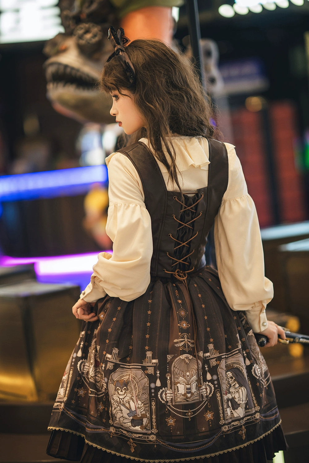 Miss Point - Demon Hunting Notes - Gothic Lolita Cross Print Short Skirt