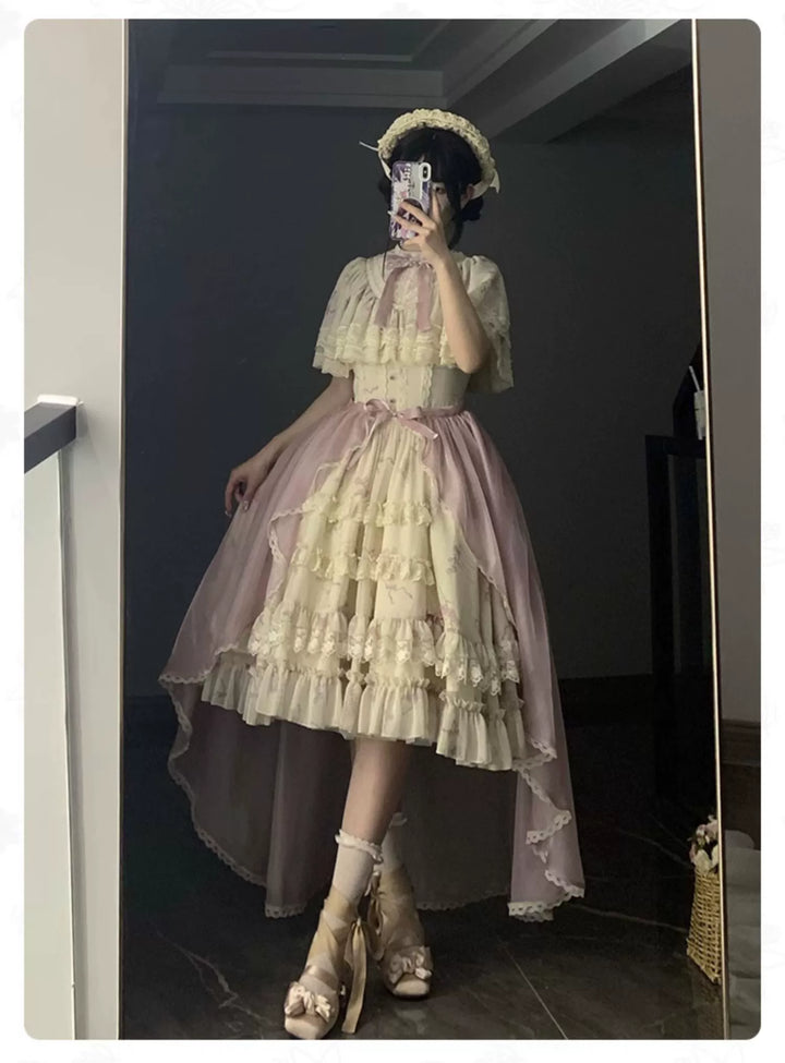 With PUJI~Nanke~Classic Lolita OP Dress Outfit with Edwardian Collar 41366:693002