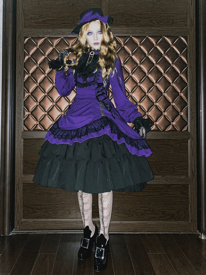 Miss Point~Perintz Manor~Gothic Lolita OP Long Sleeve Retro Lolita Dress 39904:642790