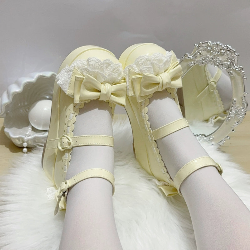 Jiujiu Lolita - Milky Puff - Sweet Lolita Heels Shoes, Round Toe With Petite Wedge (34 35 36 37 38 39 40 41) 43858:787892