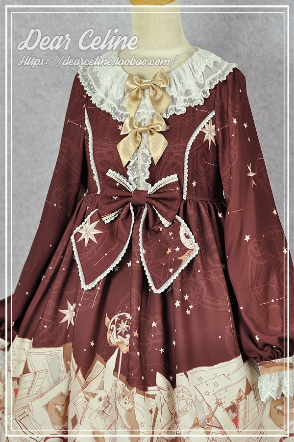 Dear Celine - Cat Professor's Magic Class - Daily Lolita OP Dress Long Sleeve Dress