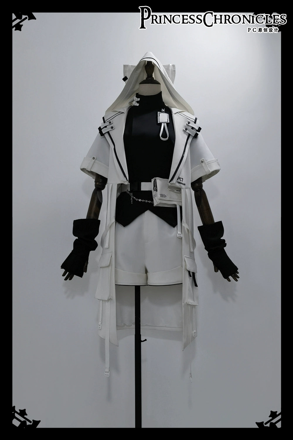 Princess Chronicles - White Cat - Futuristic Style Cool Lolita Pants Suit With Cat Ear Coat