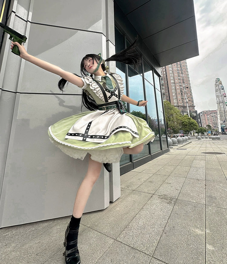 Forest Fluorescent Carps~Girl's Weapon~Military-Inspired Maid Lolita OP Suit
