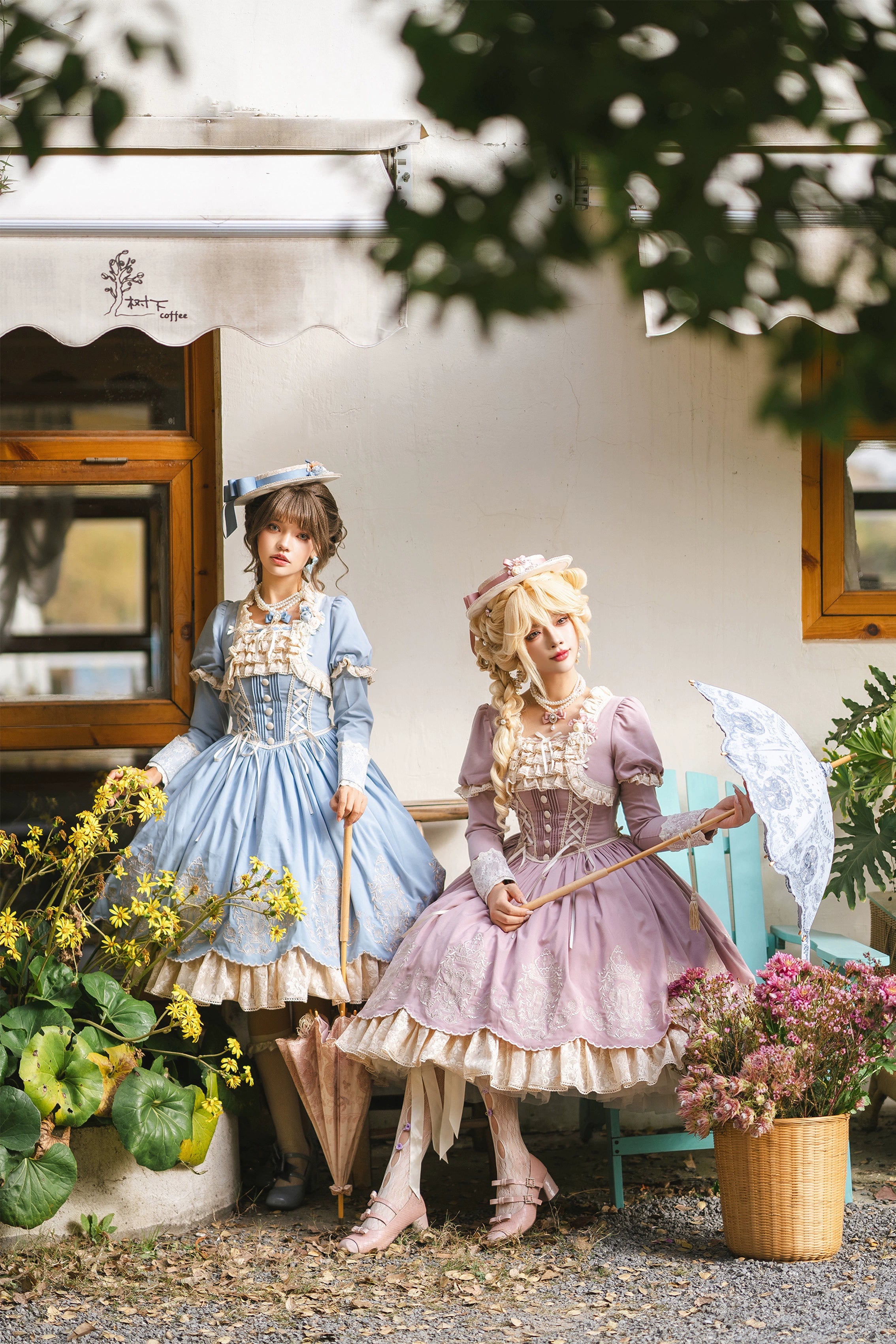 Amber Realm - Dream Strings - Embroidered Classic Lolita OP Dress, Princess Sleeves