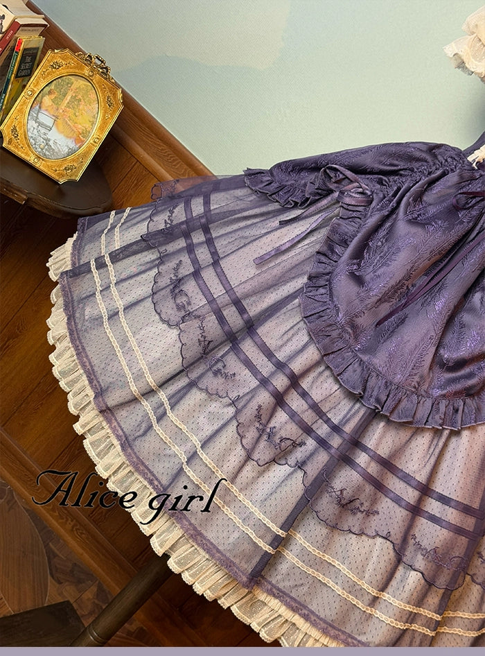 Alice Girl - Yesterday Morning Mist - Classic Lolita OP Bust-supporting Tiered Ruffles Lolita Dress