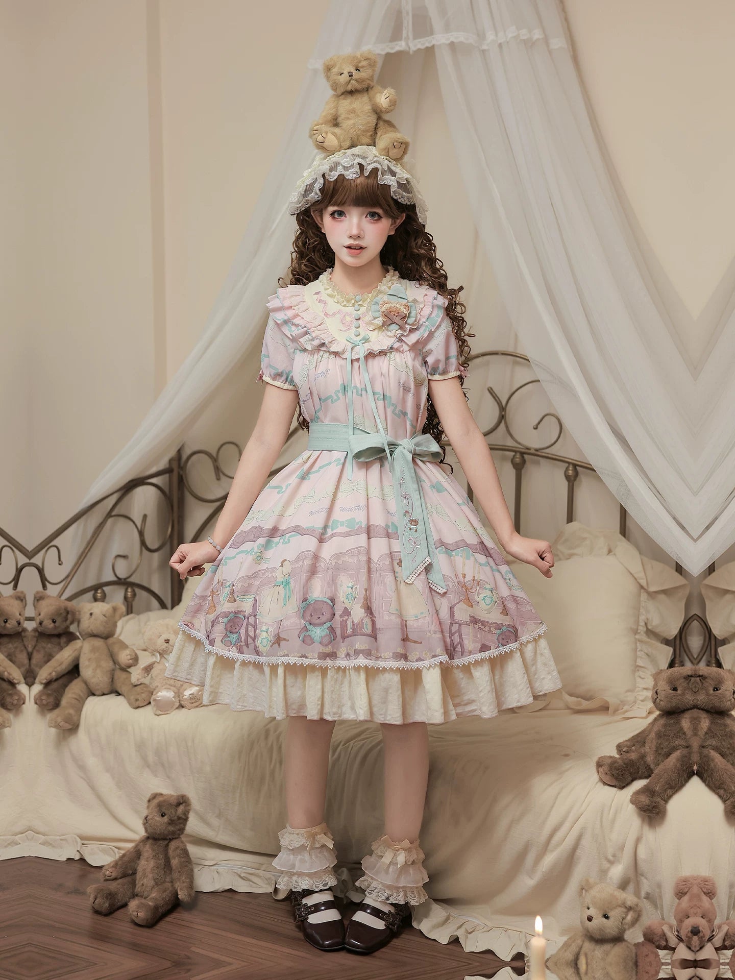 Brown Dollhouse SP - Kawaii Lolita Dollhouse Printed OP Dress with Embroidery 45551:855813