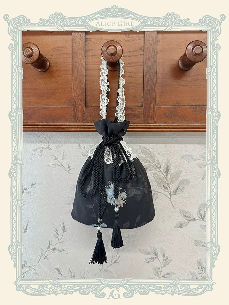 Alice girl~Night Rose~Retro Lolita Bag Embroidered Handbag Multicolors black  