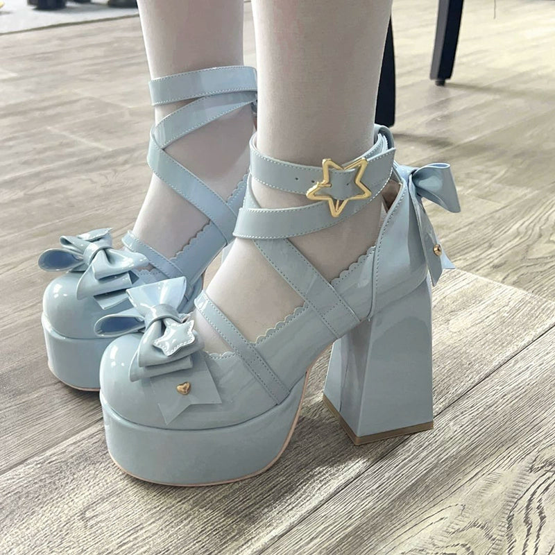 Kawaii Lolita Shoes Round Toe Summer Heels 42Lolita