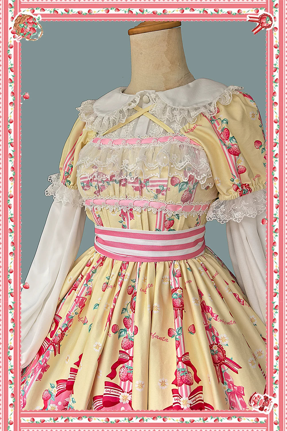 Strawberry Chef - Printed Old School Lolita Dress, Detachable Bows 44505:810392