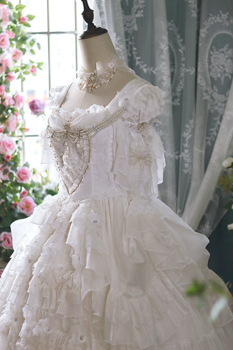 One Night~Dolores~Wedding White Lolita Dress Princess Bridal OP