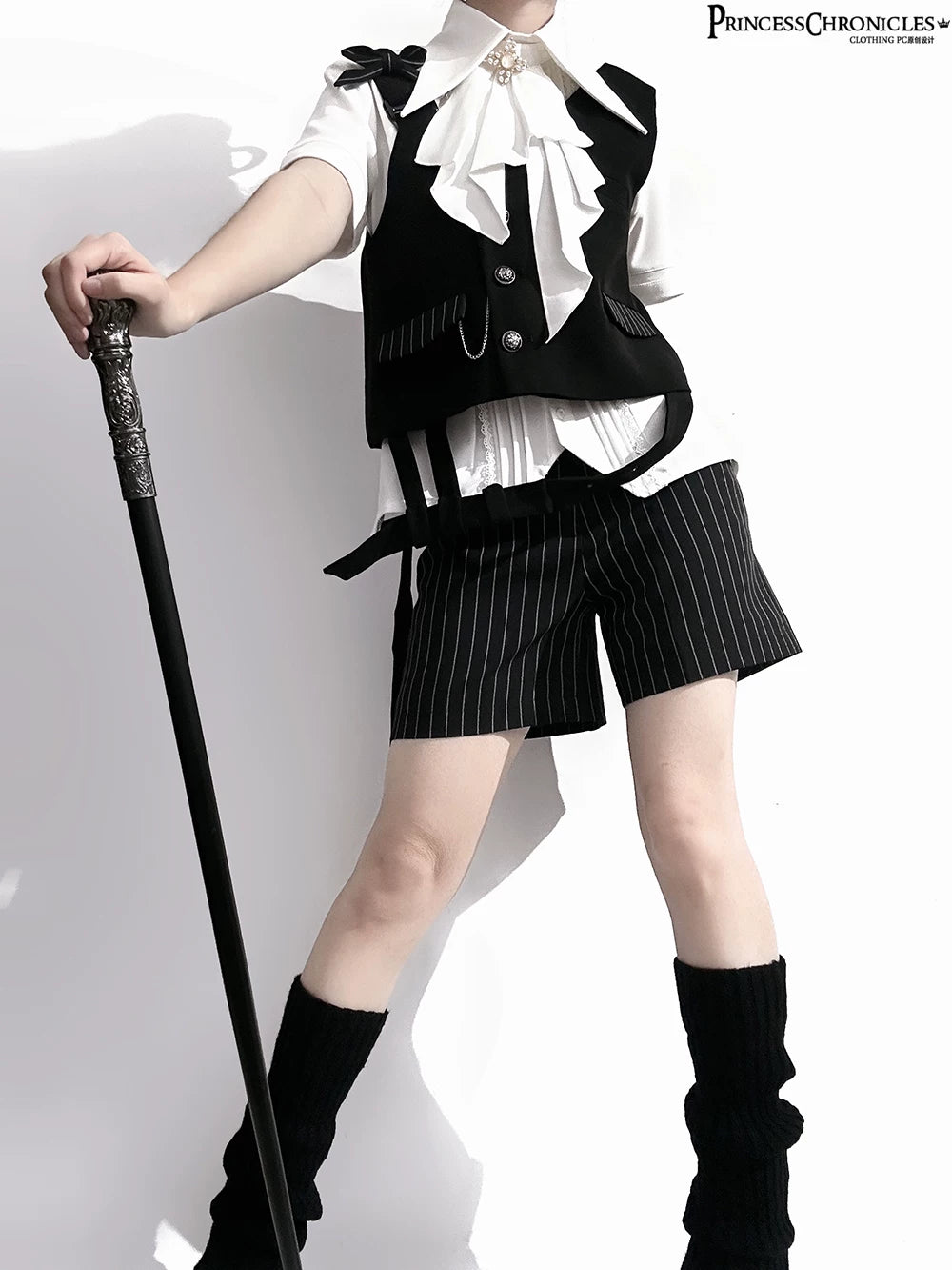 The Dawn of Arrival - Ouji Lolita Fitted Blouse with Detachable Jabot 45657:857037