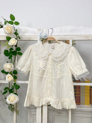 3 Puppets~Butterfly~Kawaii Lolita Short Sleeve Blouse S ivory(new version) 