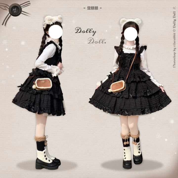 Dolly Doll~Winter Lolita Boots Fur Mary Jane Lolita Low Heel Shoes   