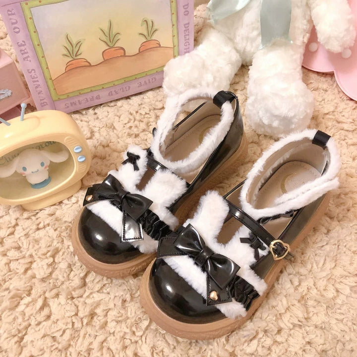 Fairy Godmother~Winter Girly Lolita Shoes Lolita Ankle Strap Shoes   