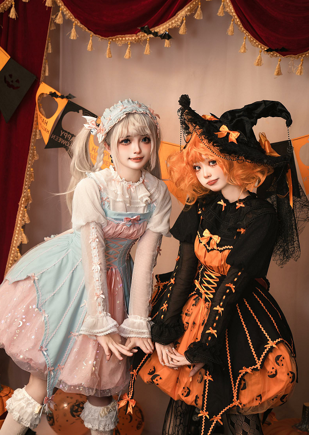 Lemon Honey~Halloween Gothic Lolita Jumper Dress Pumpkin Dress