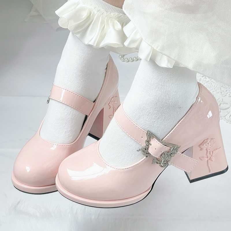 Dreamland~Wanxiang Cycle~Elegant Lolita Heel Shoes with Embossed Rose