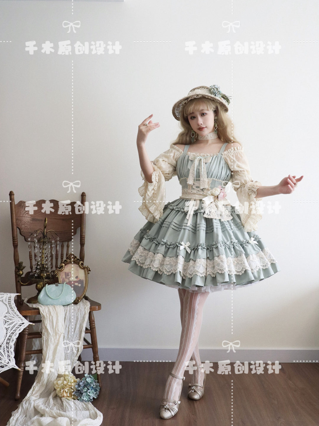 Qianmu~Vivian~Sweet Lolita JSK Doll Lolita Tiered Ruffles Dress 42398:741439