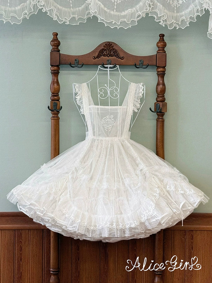 Alice Girl~Elegant Lolita Embroidered Apron with Adjustable Strap 42988:761090