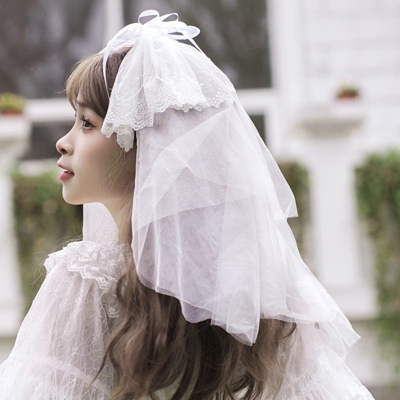Sweet Japanese Style Lolita Headwear Multicolors free size Iris Love- White 