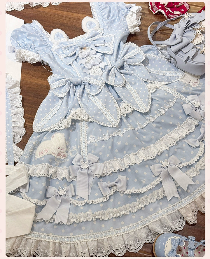 Mademoiselle Pearl~Bow Rabbit~IP Collab Sweet Lolita OP in Multiple Styles 43054:763938