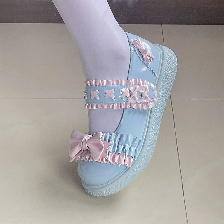 Fairy Godmother~Cute Lolita Shoes Bow Candy-Colored Lolita Flat Shoes   