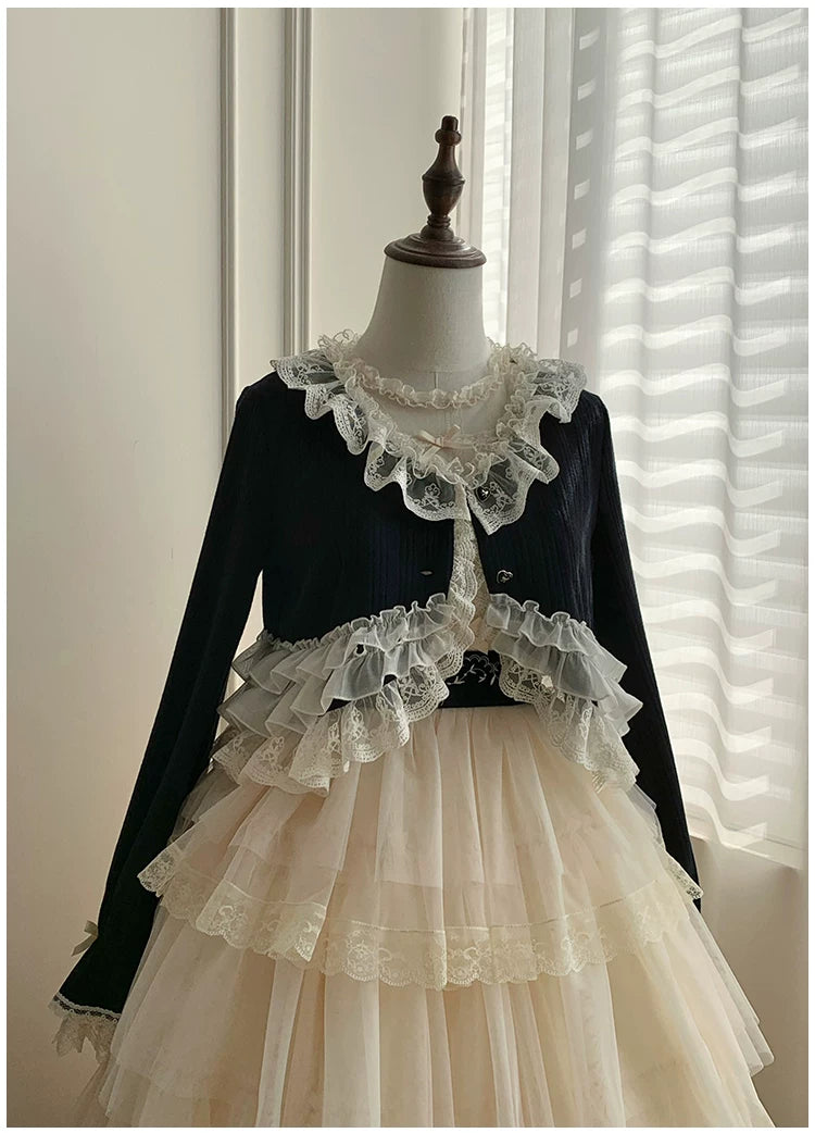 Bloom Period - Elegant Lolita Bolero, Layered Lace Ruffles 44623:817275