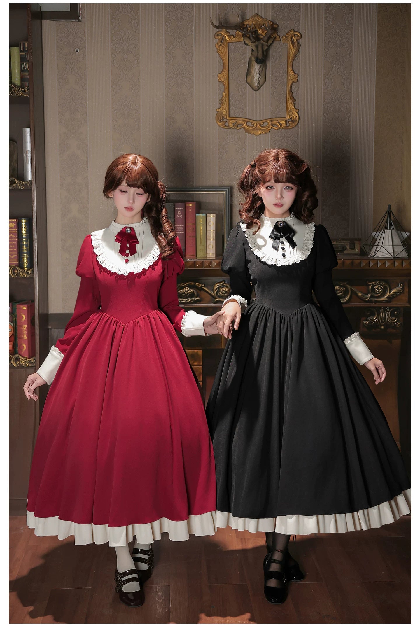 Miss Lita - Classic Lolita Maid OP Dress, Adjustable Flutter Sleeve Apron 45858:865794