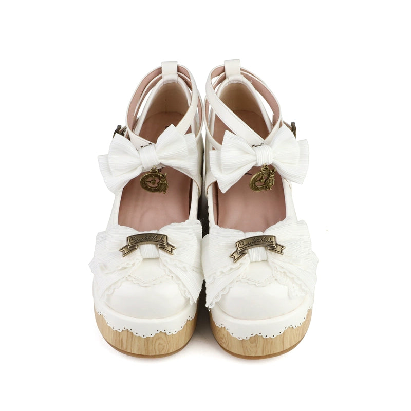 MODO~Hide and Seek~Kawaii Lolita Platform Shoes Thick Sole Shoes (White / 35 36 37 38 39 40) 42098:726316