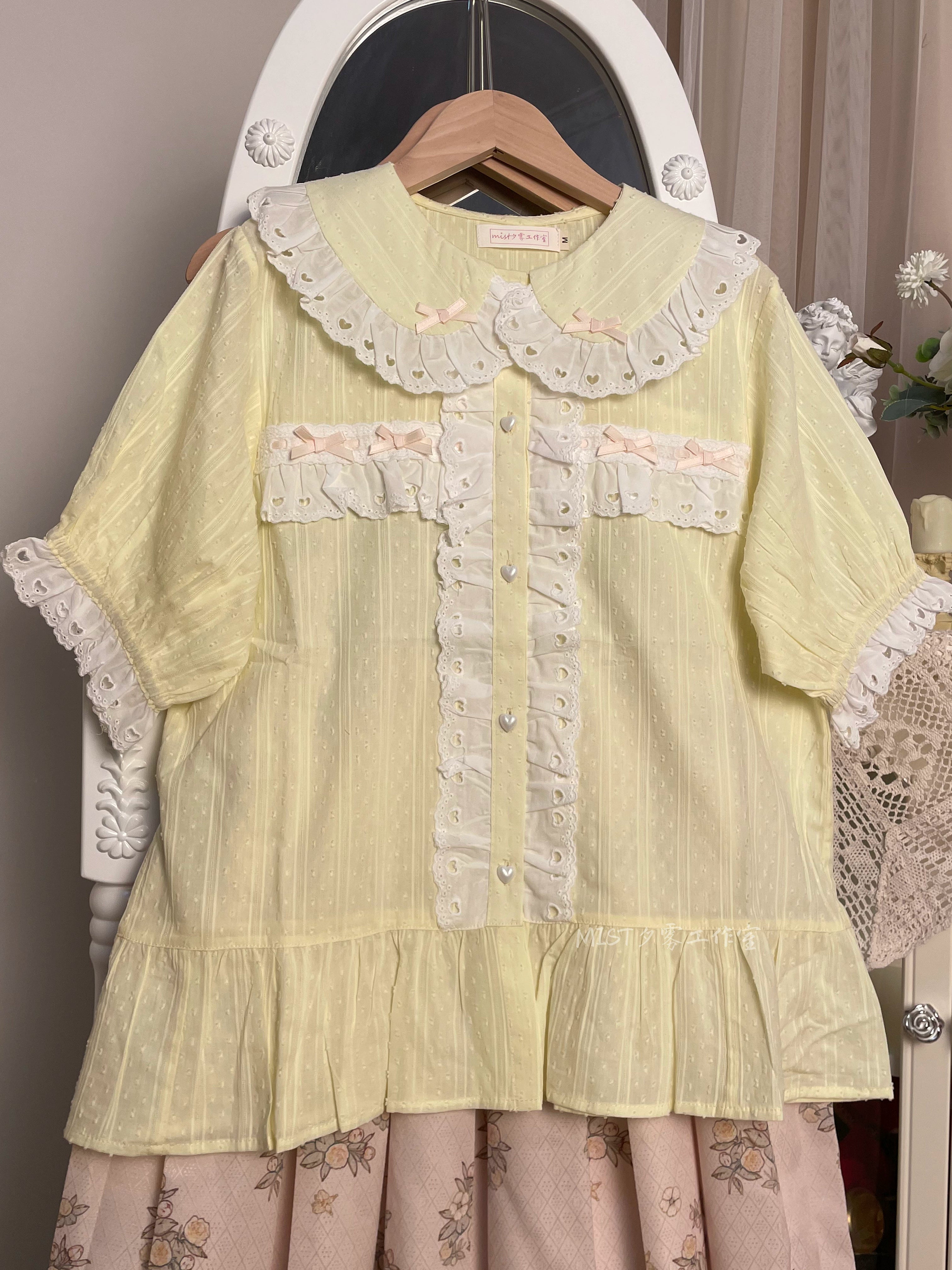 MIST - Cotton Sweet Lolita Blouse, Peter Pan Collar 43527:778139