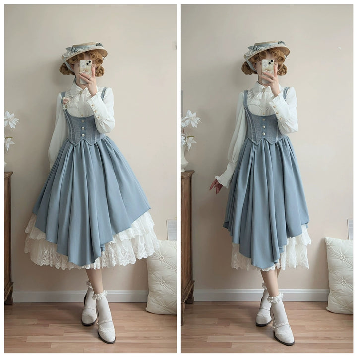 DMFS Lolita~Dreamland of Enchantment~Classic Lolita JSK Retro Bust-supporting Lolita Dress