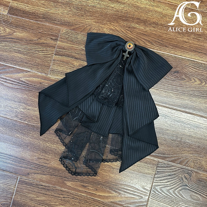 Alice Girl~Doll Mystery~Gothic Lolita Accessory Split Bow Tie Trailing Pendant Black (split back butterfly bow trailing)  