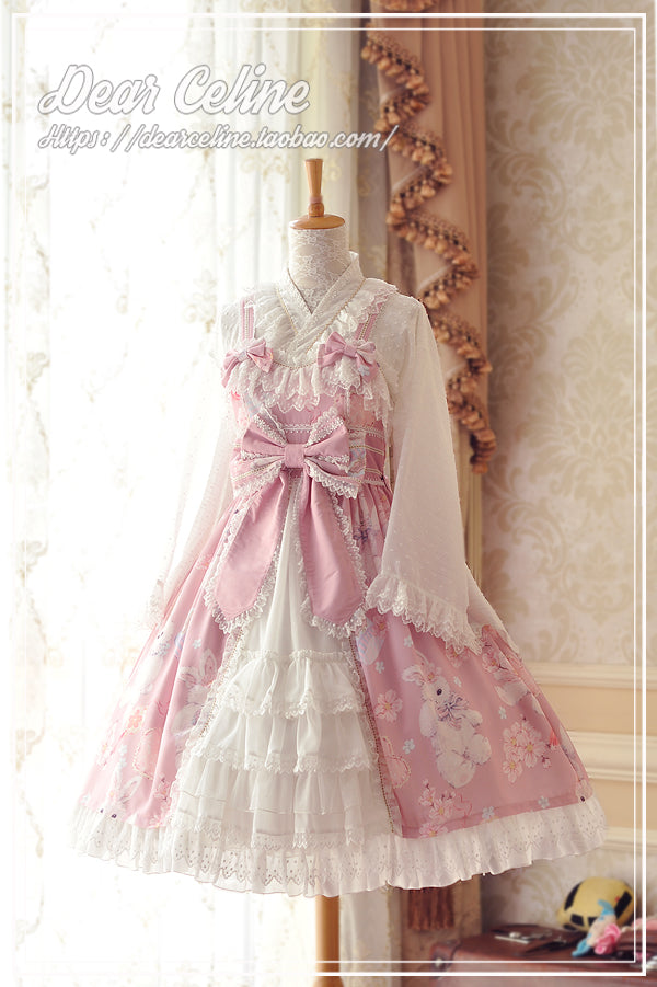 Dear Celine~Elegant Sakura Print Lolita JSK Multicolor – 42Lolita