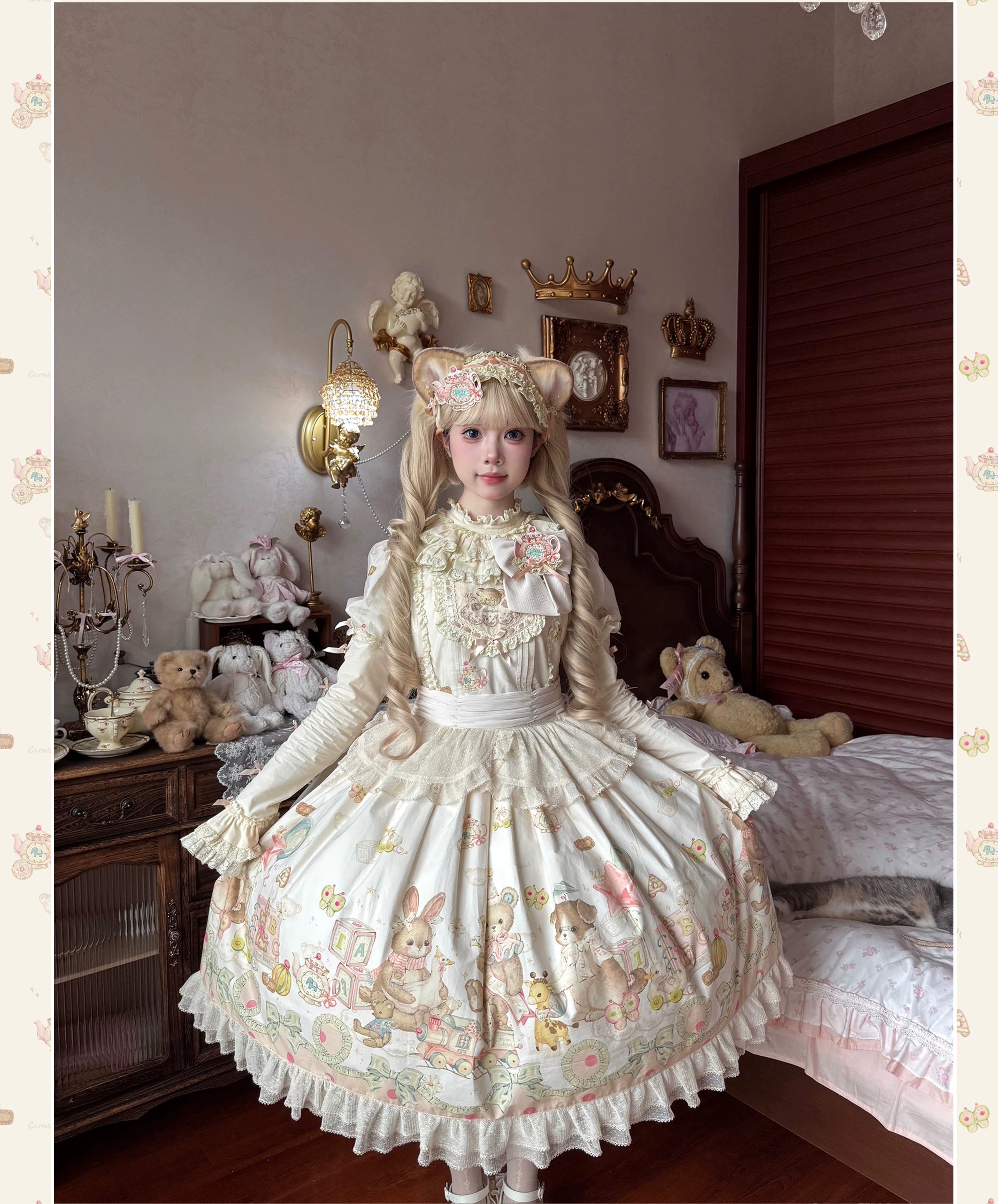 Toy Box - Doll-like Kawaii Lolita OP Dress, Toys Print 44494:812821