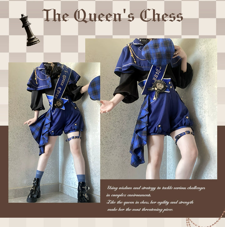 (BFM)Forest Fluorescent Carps~Queen's Chess~Ouji Lolita Prince Outfit Lolita Cape Shirt Shorts Set   