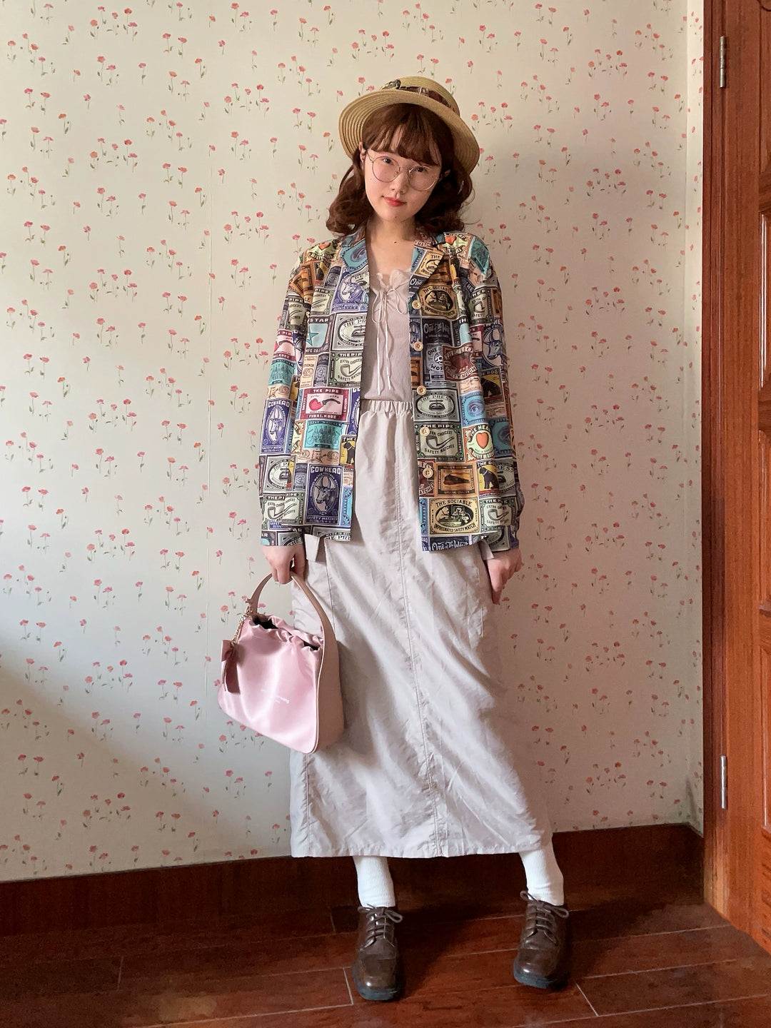 Miss Cube - Antique Label - Retro Lolita Shirt American Customized Loose Print Blouse