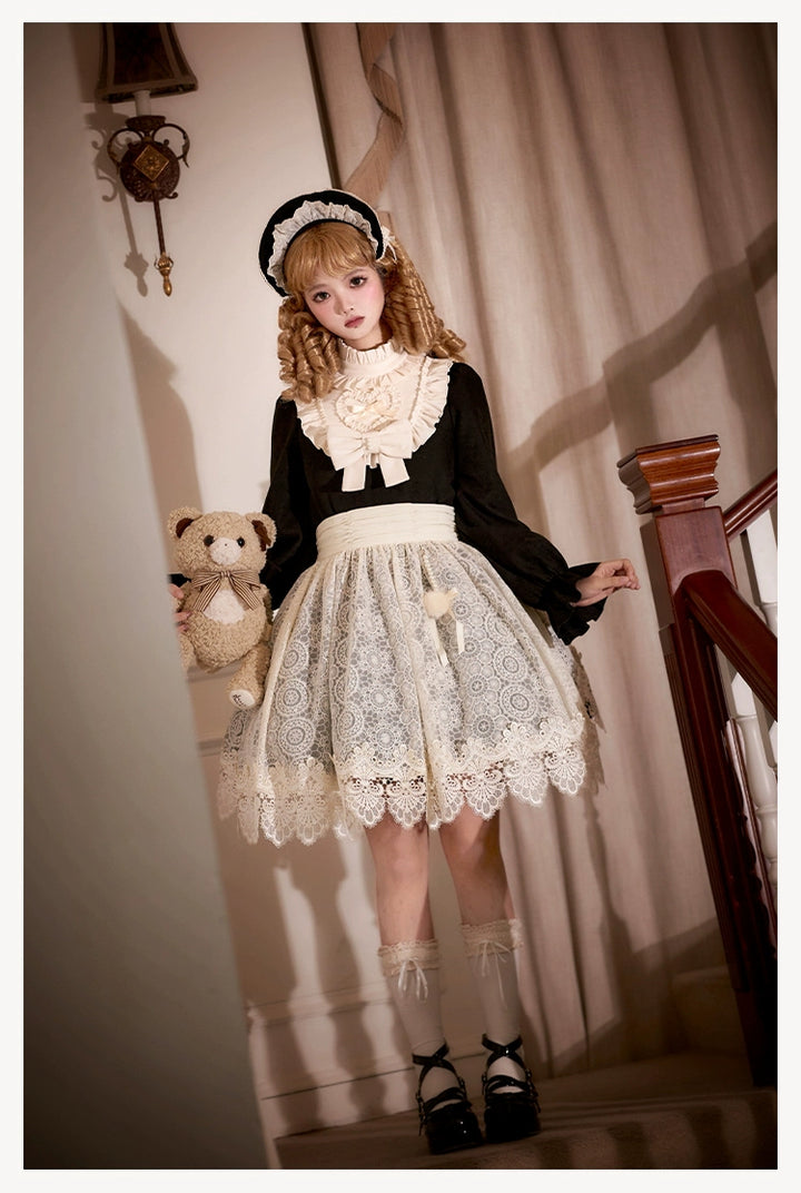 With PUJI~Twilight Choir~Twin Lolita OP Suit Loose Version Dress with Apron