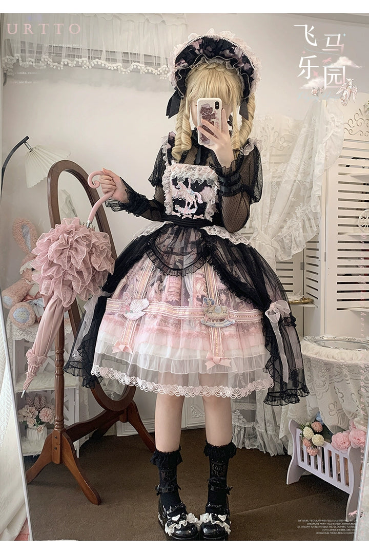 Urtto~Pegasus Park~Sweet Lolita JSK Dress Dual Color Princess Lolita Dress Set 41528:701820